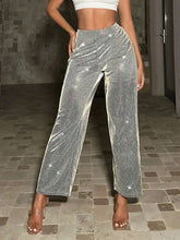 SXY High Waist Glitter Straight Leg Pants